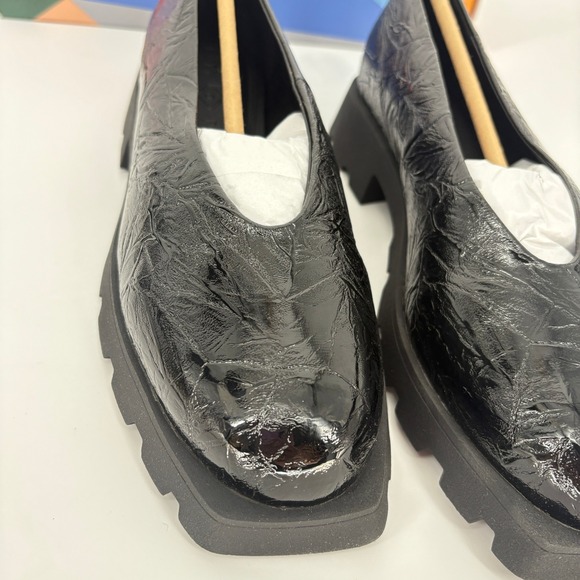 Katy Perry Lug Sole Loafers Platform Chunky Heel Black Patent Leather Size 9.5 - Picture 5 of 9